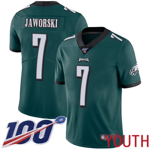 Youth Philadelphia Eagles #7 Ron Jaworski Midnight Green Team Color Vapor Untouchable NFL Jersey Limited Player 2->youth nfl jersey->Youth Jersey